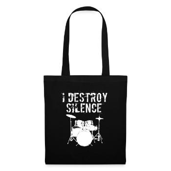 Drumming Shirt For Drummers "I Destroy Silence" - Sac en tissu - noir - Devant