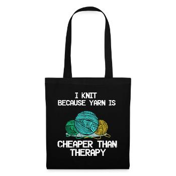 Stricken ist besser als Therapy Stricken Nadeln - Stoffbeutel - Schwarz - Vorne
