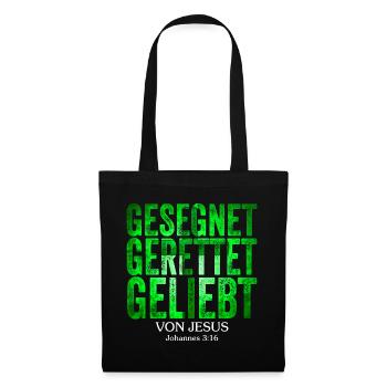 gesegnet gerettet geliebt von jesus christus - Stoffbeutel - Schwarz - Vorne