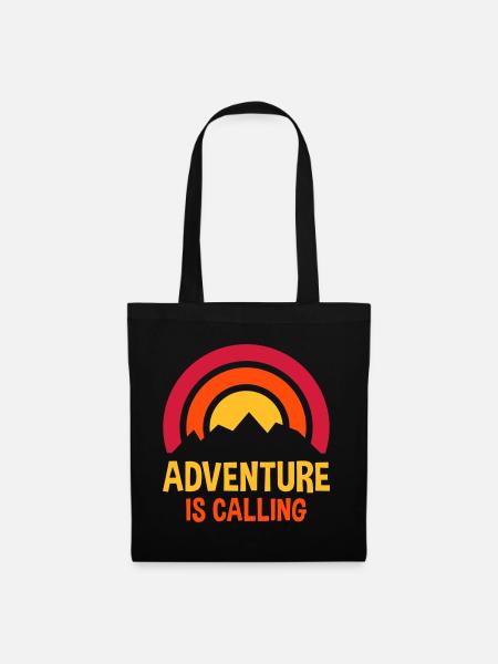 Adventure is calling (Sonne hinter Bergkamm) - Tote Bag - black
