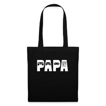papa gamer t-shirt père gamer geek - Sac en tissu - noir - Devant