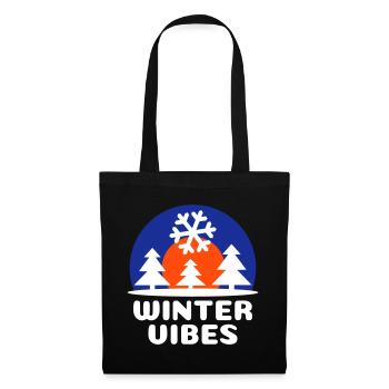 Ambiance hivernale (soleil, voûte céleste, flocon de neige) - Sac en tissu - noir - Devant