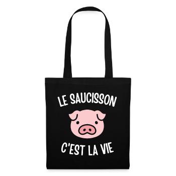 Le saucisson c'est la vie - Sac en tissu - noir - Devant