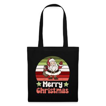 Weihnachtsmann Nikolaus Vintage Nostalgisch - Stoffbeutel - Schwarz - Vorne