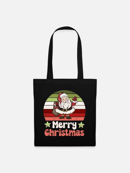 Weihnachtsmann Nikolaus Vintage Nostalgisch - Stoffbeutel - Schwarz