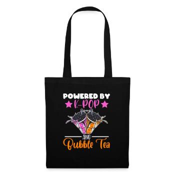 Powered By K-pop And Bubble Tea Simple Music Top - Tote Bag - black - Front