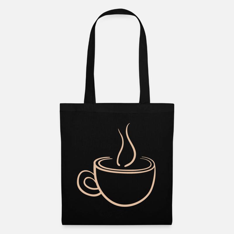 Dampfende Kaffeetasse Minimal Design - Stoffbeutel - Schwarz