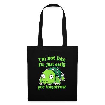 Slow Not On Time Reptile Shell Turtle T-shirt - Tote Bag - black - Front