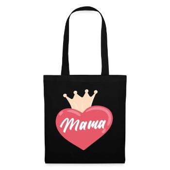 Couronne de cœur de maman - Sac en tissu - noir - Devant