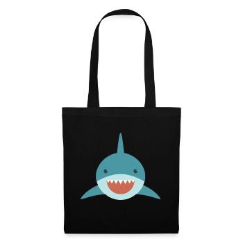 Mignon requin - Sac en tissu - noir - Devant