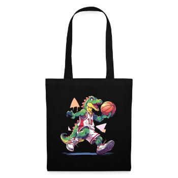 Basketball Dinosaure T-Rex Player Sports Cartoon - Sac en tissu - noir - Devant