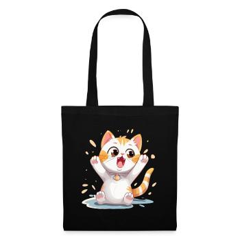 Cat laughs happy happy kitten cartoon - Tote Bag - black - Front