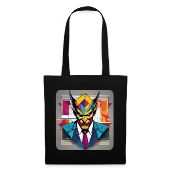 Diable coloré avec costume et cravate dans un style rétro - Sac en tissu - noir - Devant