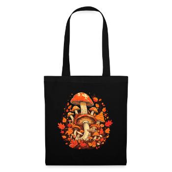 Pilze Herbst Laub Cottage Core - Stoffbeutel - Schwarz - Vorne