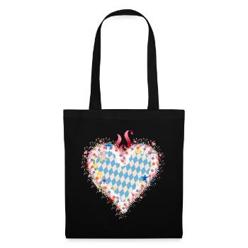 Gingerbread heart shape in blue and white Bavarian style - Tote Bag - black - Front