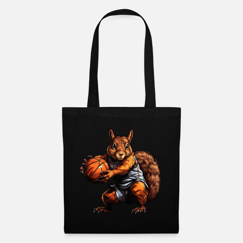 Eichhörnchen Basketball - Stoffbeutel - Schwarz