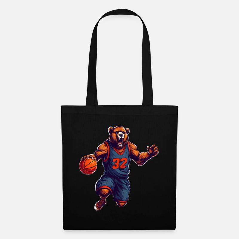 Basketball Bär - Stoffbeutel - Schwarz