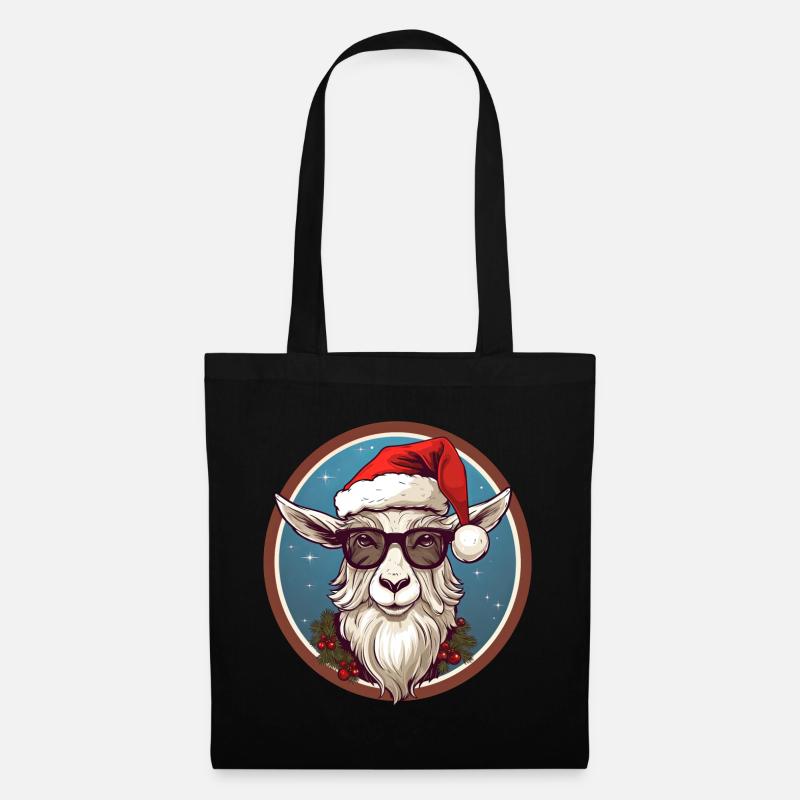 Ziege Weihnachten - Stoffbeutel - Schwarz