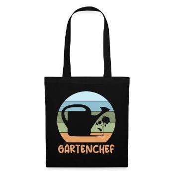 chef de jardin, jardinier, rétro, arrosoir, fleurs, plante - Sac en tissu - noir - Devant