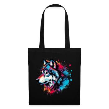Loup - Sac en tissu - noir - Devant