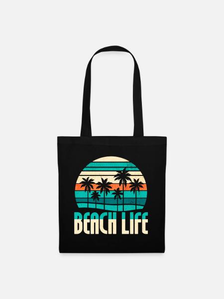 Strandleben Glückseligkeit - Stoffbeutel - Schwarz