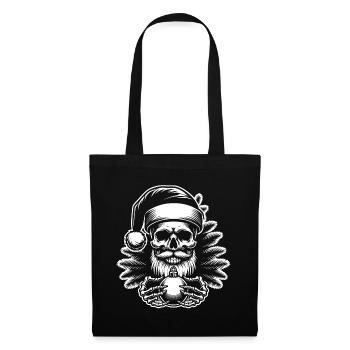Crâne de Père Noël avec ornement de Noël - Sac en tissu - noir - Devant
