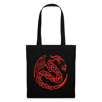 Roter keltischer Drache - Stoffbeutel - Schwarz - Vorne