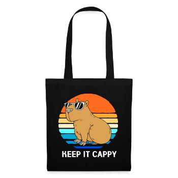Capybara Capibara - Stoffbeutel - Schwarz - Vorne