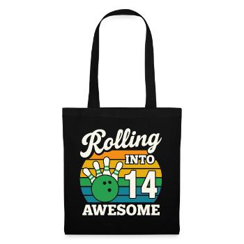 Rétro Bowling 14e anniversaire Design - Sac en tissu - noir - Devant