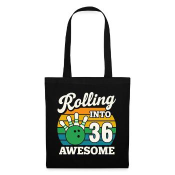 Retro Bowling 36th Birthday Graphic - Tote Bag - black - Front