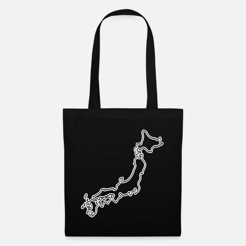 Japan Outline – Minimalistisches Kartendesign - Stoffbeutel - Schwarz
