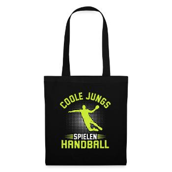 Coole Jungs Spielen Handball Handballer - Stoffbeutel - Schwarz - Vorne