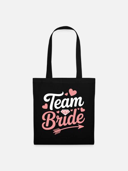 Team Bride Brautparty Herz Diamant - Stoffbeutel - Schwarz