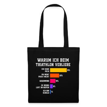 Warum ich beim Triathlon verliere Triathlon - Stoffbeutel - Schwarz - Vorne