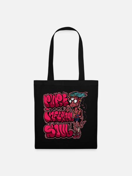 Neonpinkes Graffiti-Monster - Stoffbeutel - Schwarz