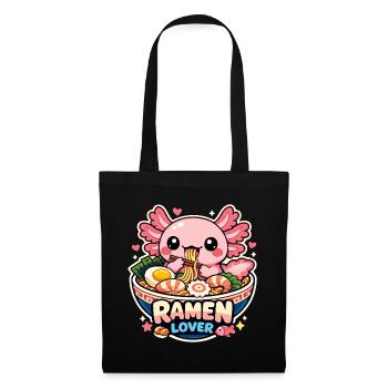 Axolotl Kawaii Ramen Essen Niedlich Geschenk - Stoffbeutel - Schwarz - Vorne
