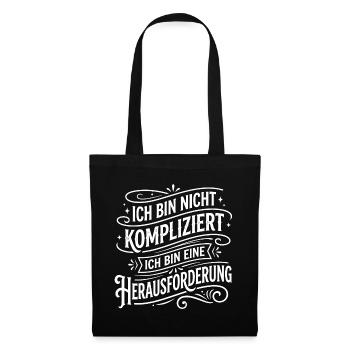 Ich bin nicht kompliziert Herausforderung - Stoffbeutel - Schwarz - Vorne