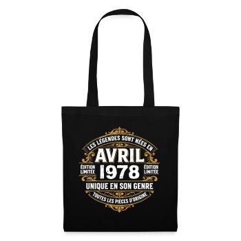 Millésime avril 1978 shirt Anniversaire Avril 1978 - Sac en tissu - noir - Devant