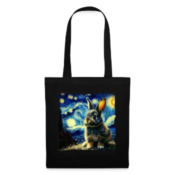 Lapin style ciel étoilé - Sac en tissu - noir - Devant