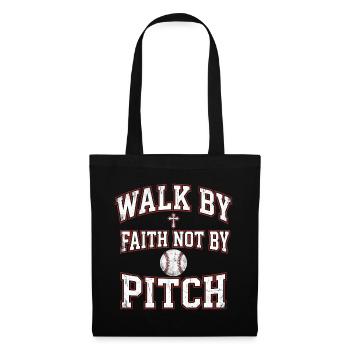 Walk By Faith Not By Pitch Christian Baseball - Tote Bag - black - Front