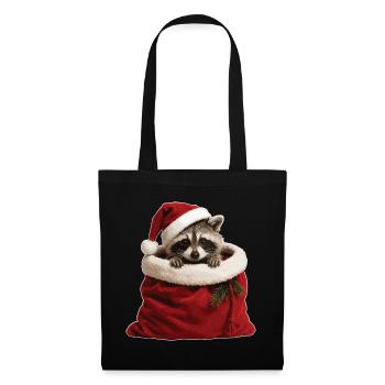 Raccoon in a Christmas sack - Tote Bag - black - Front