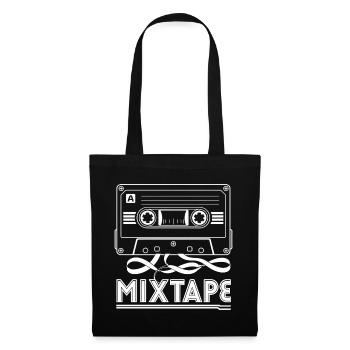 Mixtape Retro Kassette 80er 90er Musik T-Shirt - Stoffbeutel - Schwarz - Vorne