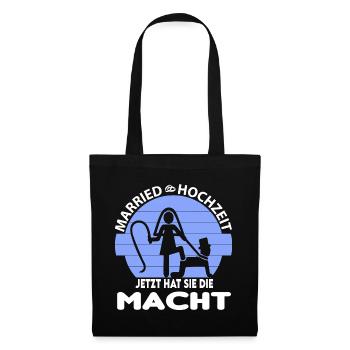 Junggesellenabschied Sie hat die Macht Peitsche - Stoffbeutel - Schwarz - Vorne