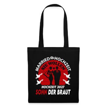 Hochzeit Married 2027 Sohn der Braut Bride Son - Stoffbeutel - Schwarz - Vorne