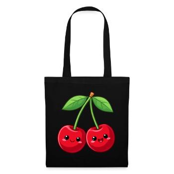 Lustige Kawaii Kirschen Geschenk  - Stoffbeutel - Schwarz - Vorne