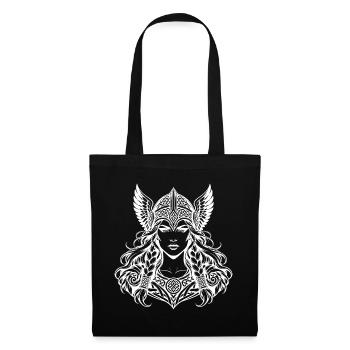 Valkyrie-Kriegerin mit geflügeltem Helm - Stoffbeutel - Schwarz - Vorne