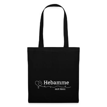 Hebamme mit Herz - Stoffbeutel - Schwarz - Vorne