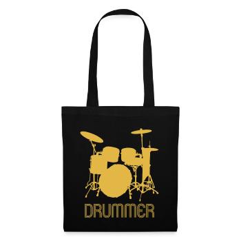 Trousse de batteur rétro Pop Art. Cadeaux de musicien - Sac en tissu - noir - Devant