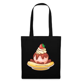 Eis Speiseeis Eiskrem Eiscreme Kugeleis Eisbecher - Stoffbeutel - Schwarz - Vorne