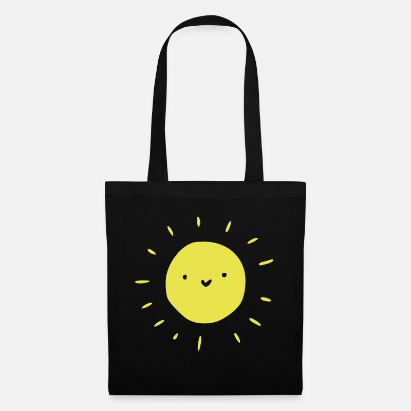 Sonne Smiley Sommer - Stoffbeutel - Schwarz